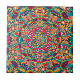 Carreau Kaleidoscope coloré orné Motif Mandala