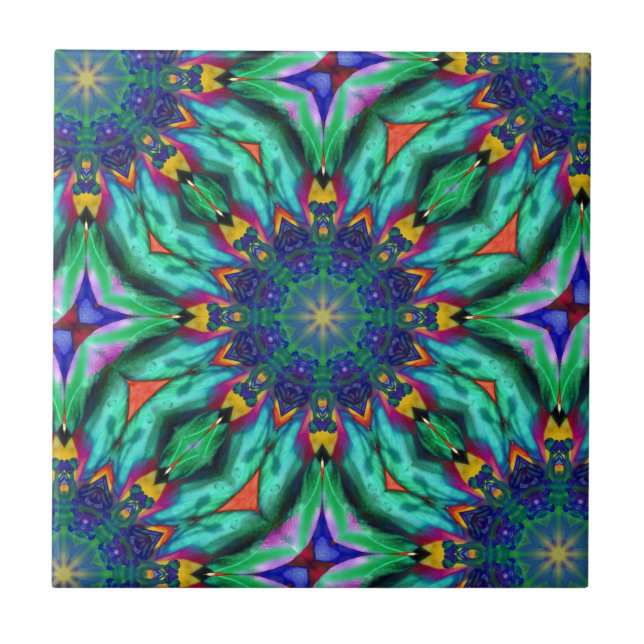 Carreau Kaléidoscope psychédélique de mandala (Devant)