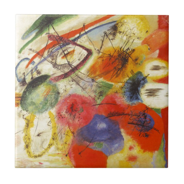 Carreau Kandinsky Noir frappe la peinture Abstraite (Devant)