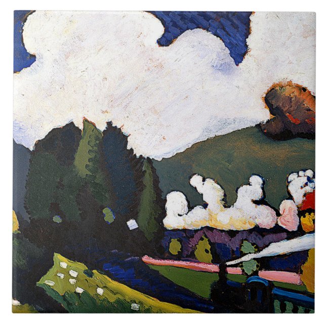 Carreau Kandinsky - Paysage près de Murnau avec Locomotive (Devant)