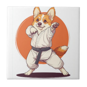 Carreau Karate Corgi � Chien d'Arts Martiaux