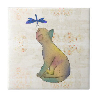 Carreau Katze und blaue Libelle