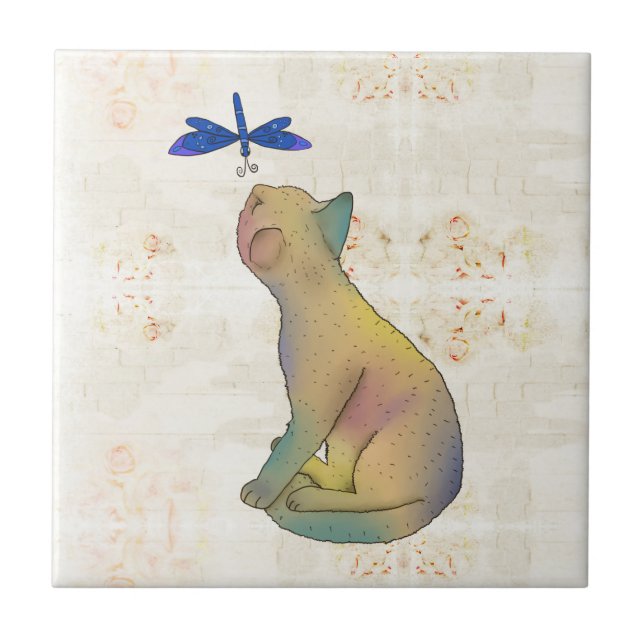 Carreau Katze und blaue Libelle (Devant)