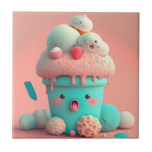 Carreau Kawaii carnet de crème glacée rose