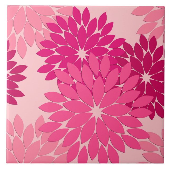 Carreau Kimono floral moderne Impression, Coral rose (Devant)