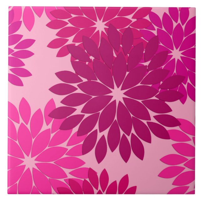 Carreau Kimono floral moderne Imprimer, rose, fuchsia et v (Devant)