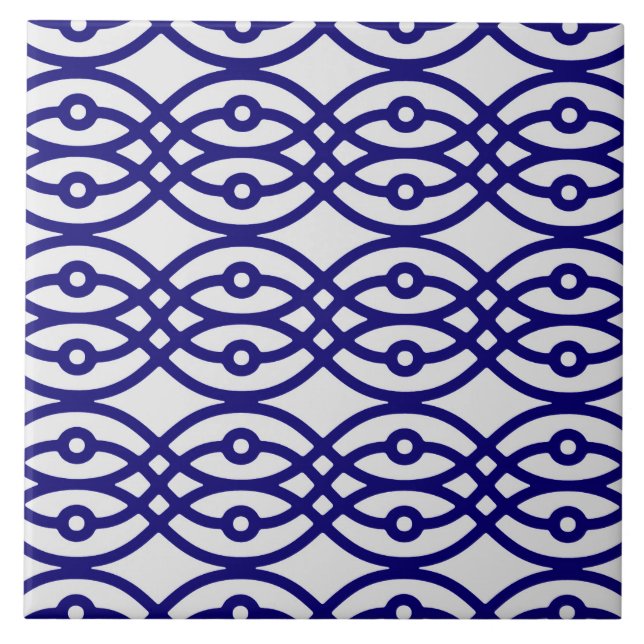 Carreau Kimono imprimé, gris argenté et bleu marine (Devant)