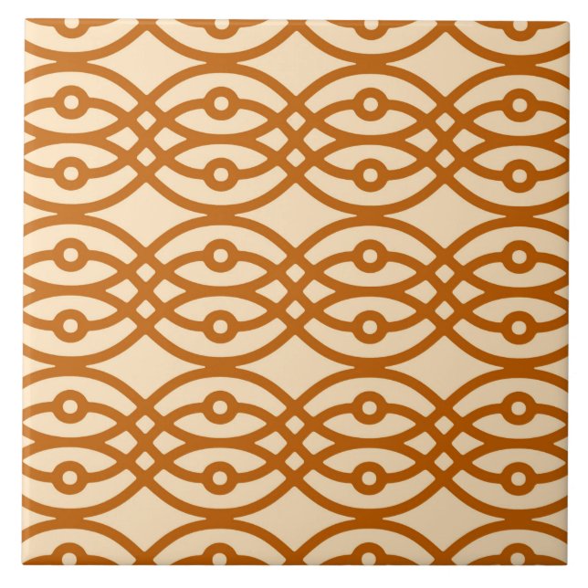 Carreau Kimono imprimé, pêche et terre cuite (Devant)