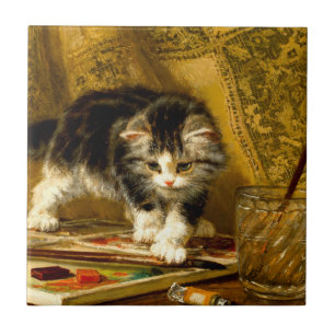 Carreau Kitten avec peinture et brosses
