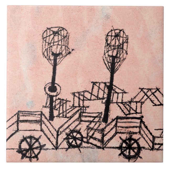 Carreau Klee - Vieux bateau à vapeur, art abstrait (Devant)