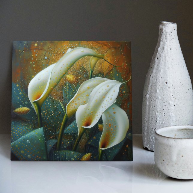 Carreau Klimt Golden Calla Lilies Symbolisme Art Nouveau C (Créateur téléchargé)