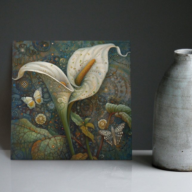 Carreau Klimt Golden Calla Lily Papillon Art Nouveau (Créateur téléchargé)