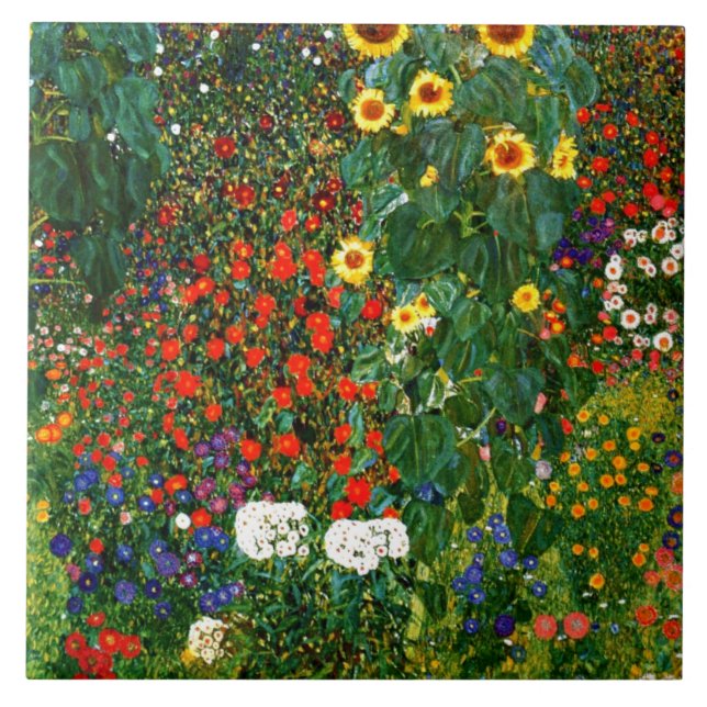 Carreau Klimt - Jardin de ferme avec des tournesols, (Devant)