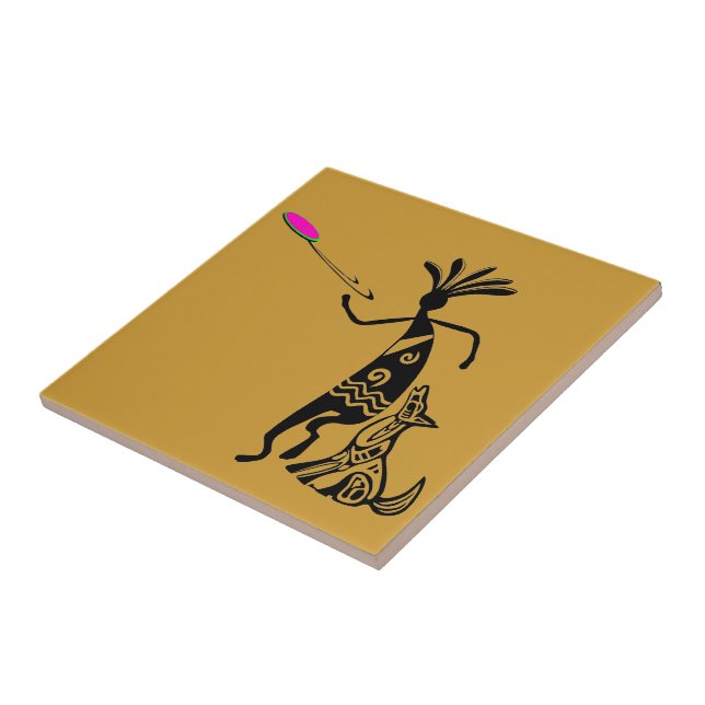 Carreau Kokopelli et Chien (Côté)