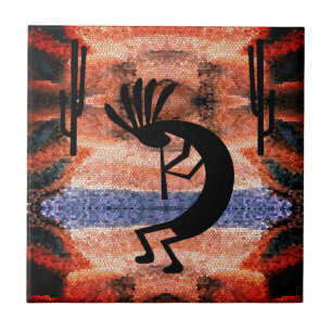 Carreau Kokopelli Sud-Ouest Désert Mosaïque Coucher de sol