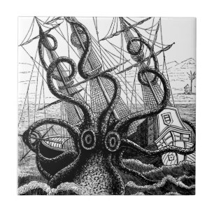 Carreau Kraken Eatting un bateau de navigation