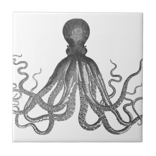 Carreau Kraken - Octopus géant noir / Cthulu