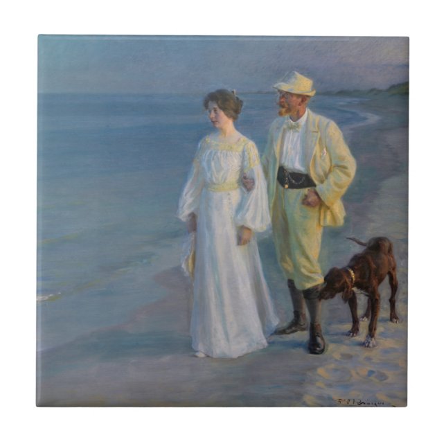 Carreau Kroyer - L'artiste et sa femme sur la plage (Devant)