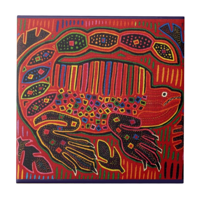 Carreau Kuna Iguane Indien Mola (Devant)