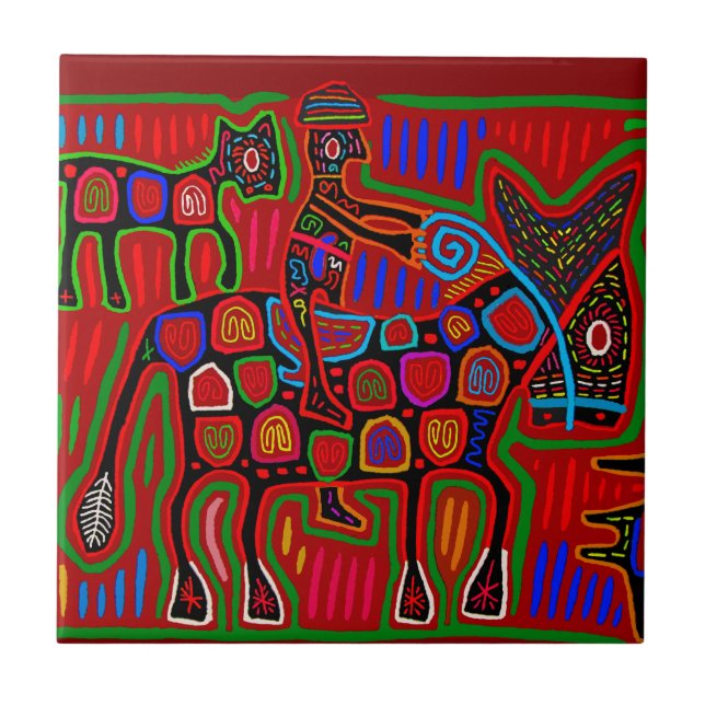 Carreau Kuna Indian Rodeo Cowboy (Devant)