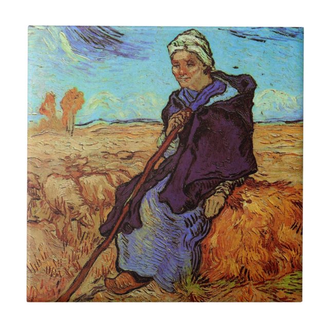 Carreau La Bergère (après Millet) par Vincent van Gogh (Devant)