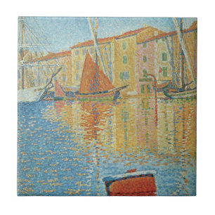 Carreau La Bouée rouge de Paul Signac, Pointillisme vintag