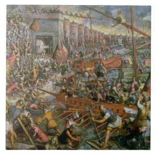 Carreau La capture de Constantinople en 1204 (huile sur le