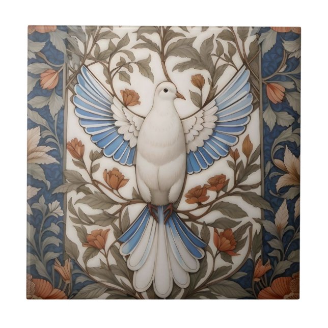 Carreau La colombe paisible William Morris Inspiré Floral (Devant)