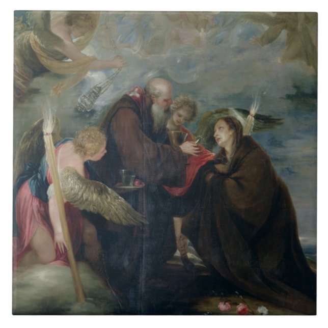 Carreau La communion du rose de St de Viterbe (la Vierge) (Devant)