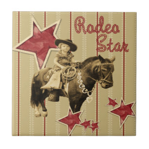 Carreau La Cowgirl Vintage De L'Ouest À Cheval Rodeo Star