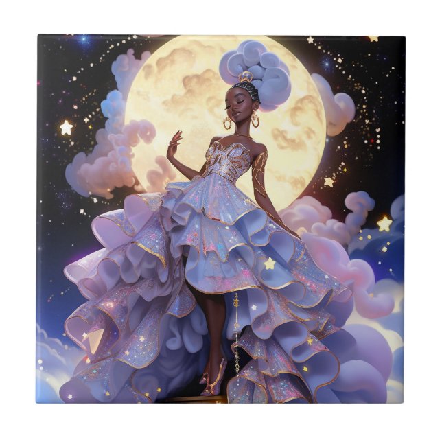 Carreau La Dame Cosmique Art Imaginaire Africain Américain (Devant)