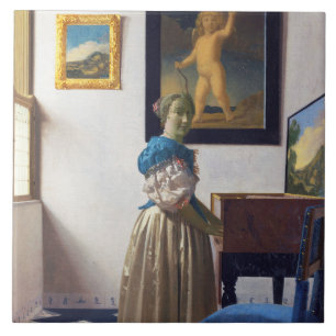 Carreau La dame debout dans une virginale, Johannes Vermee