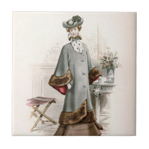 Carreau La Dame Edwardienne En Beau Manteau Mode Vintage
