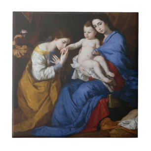 Carreau La famille sainte avec des saints Anne et
