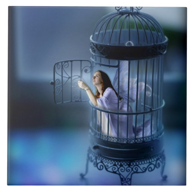 Carreau La fée lui échappant a doré la cage (Devant)