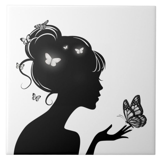 Carreau La femme papillons blancs (Devant)