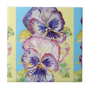 Carreau La floraison de l'aquarelle Pansy pourpre