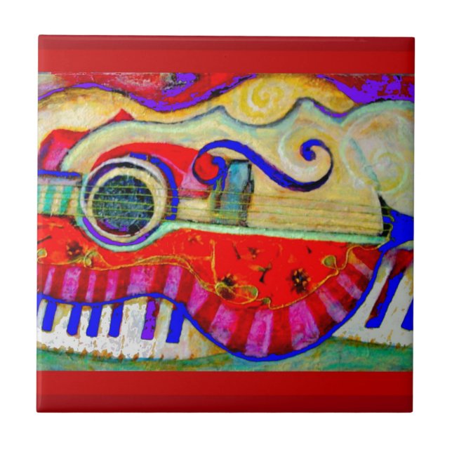 Carreau La guitare a soustrait l'art par Sharles (Devant)