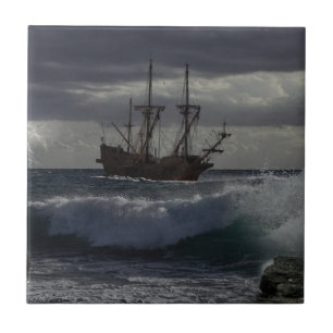 Carreau La mer cruelle - Navire à voile