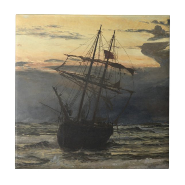 Carreau La Mer-Plage après un temps de tempête, aube (Devant)