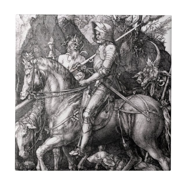 Carreau La mort de chevalier de Durer et la tuile de (Devant)