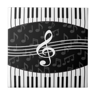 Carreau La musique élégante note des clés de clef tripl