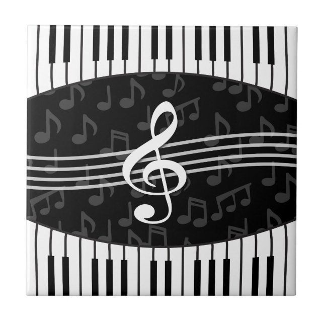 Carreau La musique élégante note des clés de clef triple (Devant)
