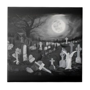 Carreau La nuit sur le cimetière - Angel avec Diable