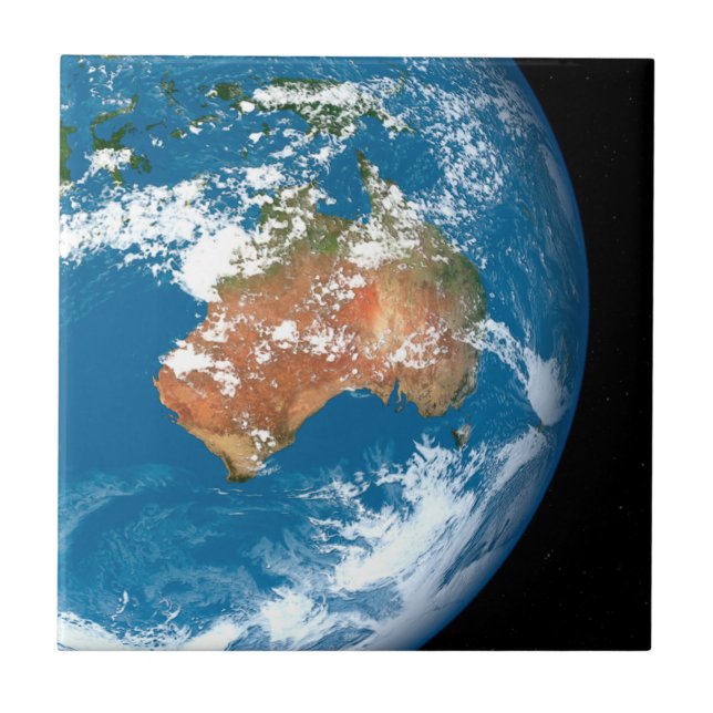 Carreau La Planète Terre Montre Des Nuages Sur L'Australie (Devant)
