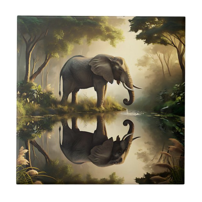 Carreau La réflexion d'un éléphant (Devant)