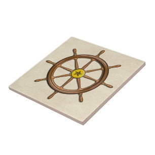 Carreau La roue du bateau nautique en bois
