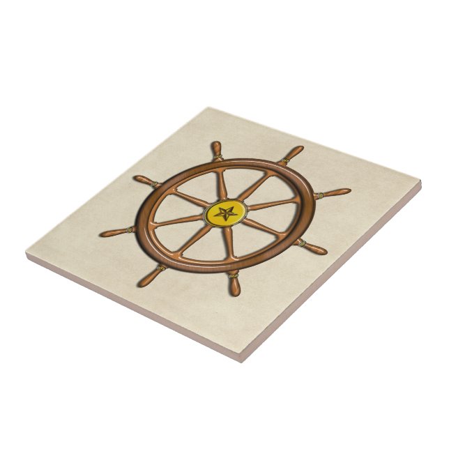 Carreau La roue du bateau nautique en bois (Côté)