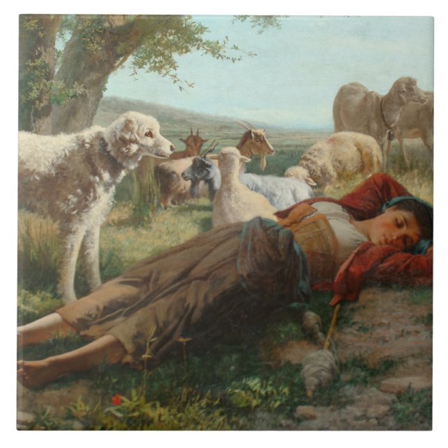 Carreau La Siesta de la Goatherder Girl (par Carlo Ademoll (Devant)