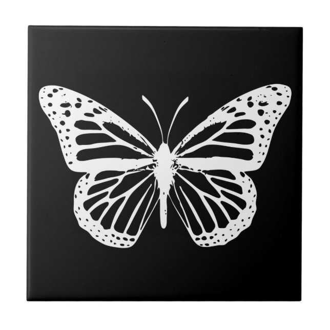 Carreau La silhouette du papillon Monarque blanc sur (Devant)